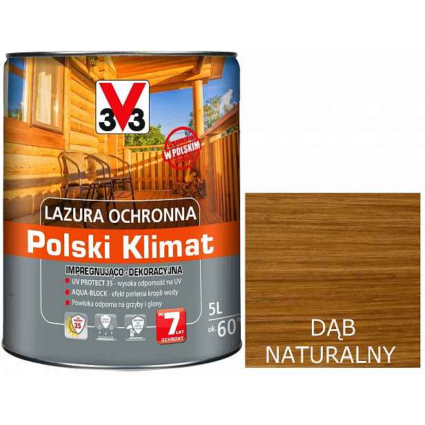 Lazura V33 Polský Klima 7 let Dub přírodní 5L