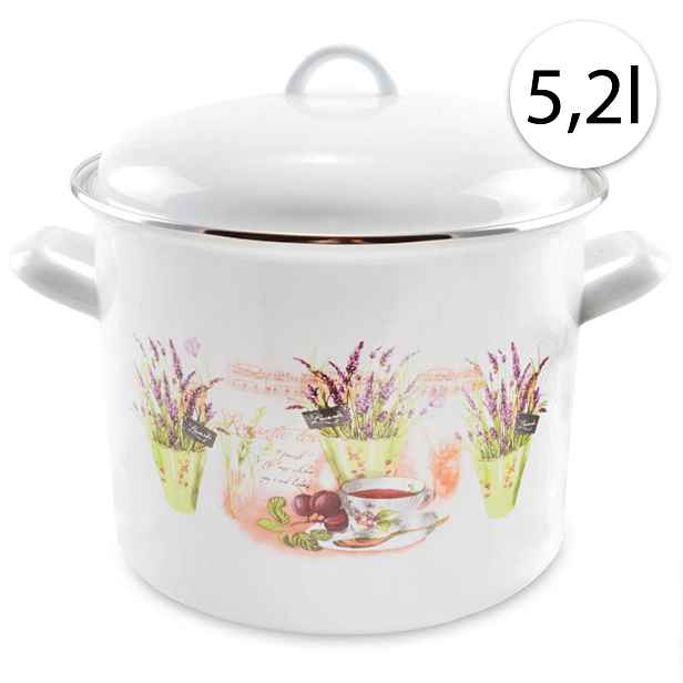 Perfect Home 13471 Smaltovaný hrnec 20cm, 5,2l + poklice, levandule