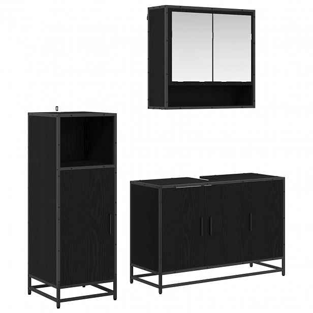 vidaXL Sada koupelnového nábytku 3 ks Černý dub 90 x 33 x 60 cm