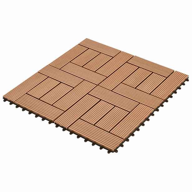 vidaXL Dlažba na terasu 22 ks Hnědá 30 x 30 cm WPC