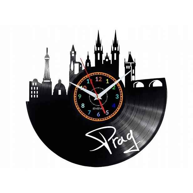 Prag Dekorativní Nástěnné Hodiny Moderní Vinylová Deska Jako Dárek E