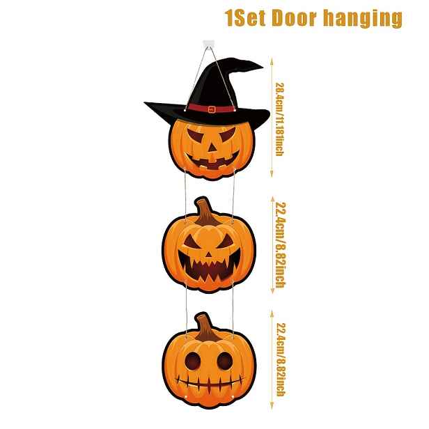 TEMU 1 sada, závěsné ozdoby, veselý halloweenský závěs na dveře, papírový přívěsek s dýně a klobouku, halloweenská dekorace do domácnosti,