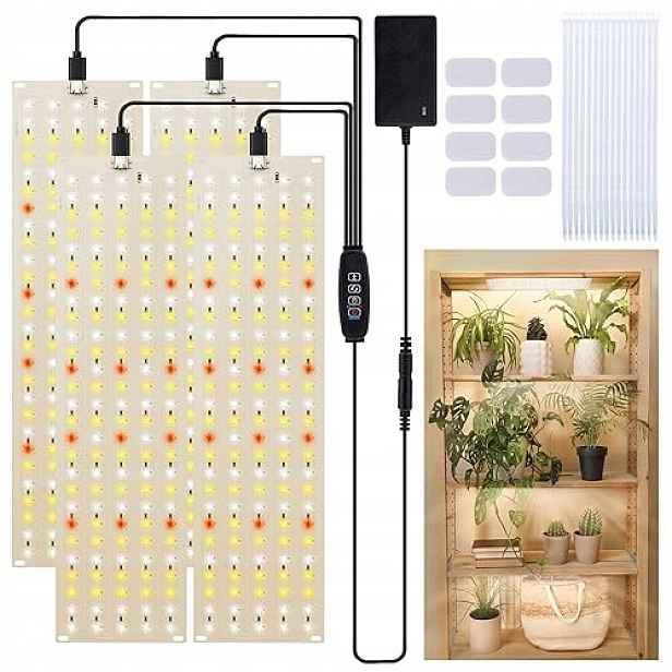 Led Lampa Pro Pěstování Rostlin S Plným Spektrem, Časovač 135 Diod, 4 Panely