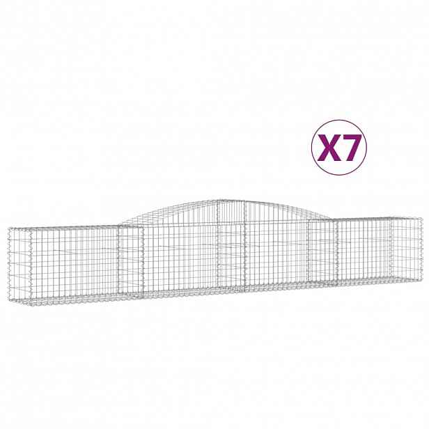 vidaXL Klenuté gabionové koše 7 ks 400x50x60/80 cm pozinkované železo
