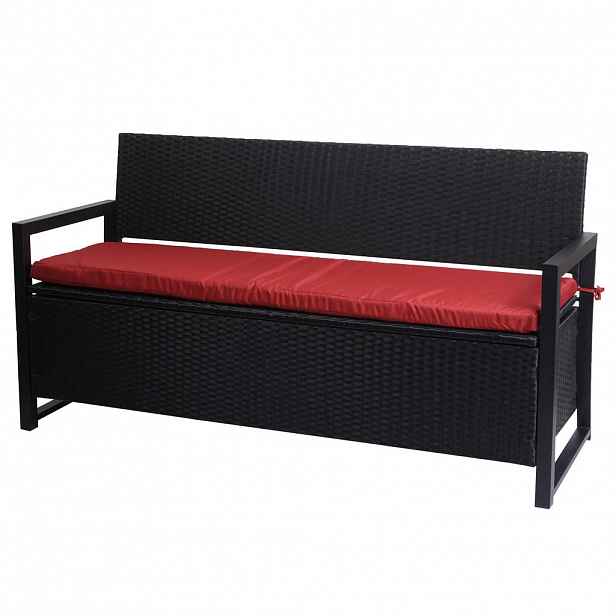MCW POLY-RATTAN TŘÍMÍSTNÁ LAVIČKA, antracitová, bordó