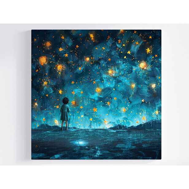 Obraz Na Plátně Canvas Dítě Noc Nebe Hvězdy Sen Pohádka 50x50