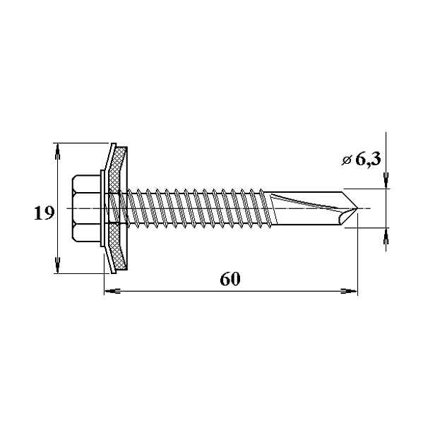 Šroub do železa TEX 6,3×60 mm