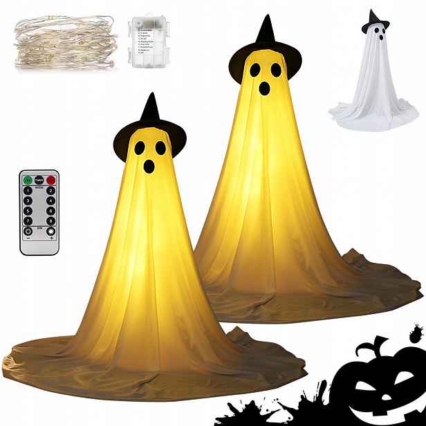 Svítící duch na Halloween s Led čarodějnicí 8 režimů s dálkovým ovládáním do zahrady
