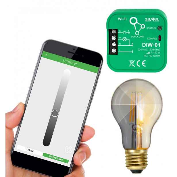 Vypínač Stmívač Supla Wi-Fi Led 230V dokončovací pro osvětlení Žárovky
