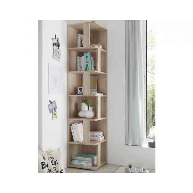 Rohový regál s přihrádkami Corner Shelf, dub sonoma