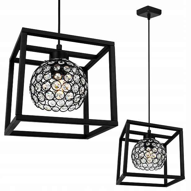 Závěsné Stropní Svítidlo Lustr Jedna Klec Elegantní Skleněná Koule