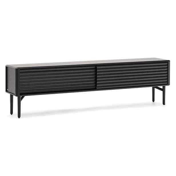 Černý TV stolek v dekoru dubu 200x57x35 cm Lenon – Kave Home