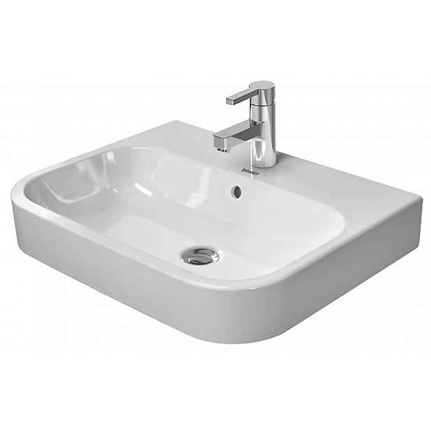 Duravit Happy D.2 - Umyvadlo 60x46 cm, s přepadem, s otvorem pro baterii, WonderGliss, bílá 23156000001