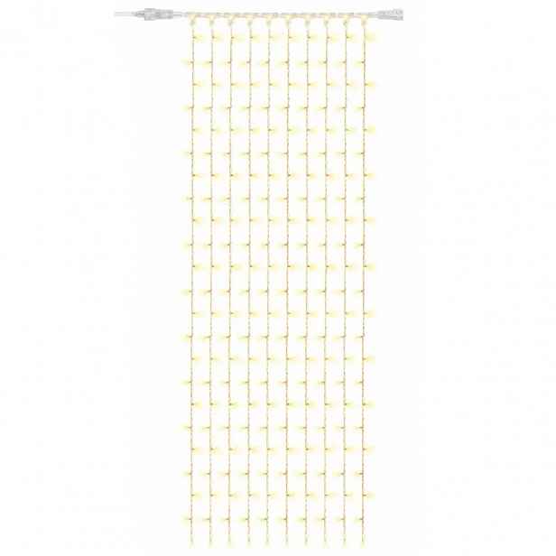Easy Fix LED světelný závěs interiér, 100 × 300 cm, teple bílá, 300 diod, 10 pramenů, čirý kabel, IP20, prodlužovací