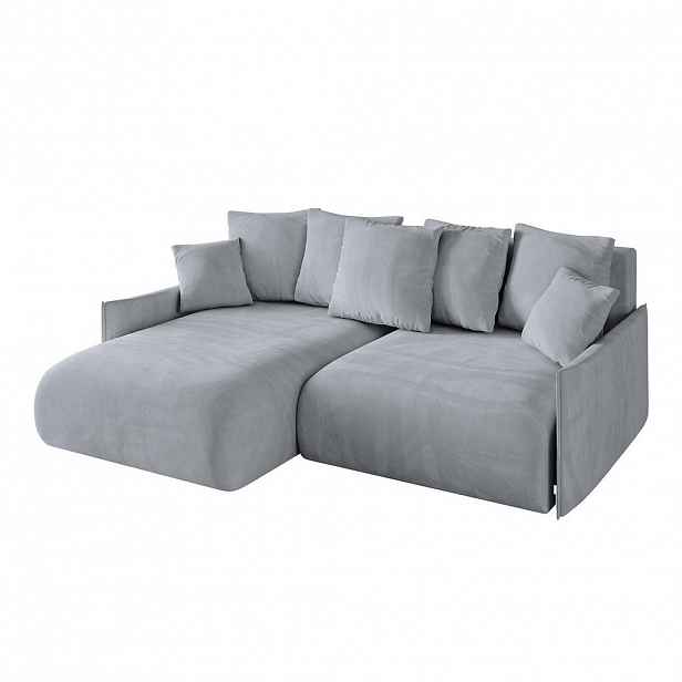 ALTDECOR ROHOVÁ SEDACÍ SOUPRAVA s otomanem vlevo ONESK-L -v1 216x177x72 světle šedý velur