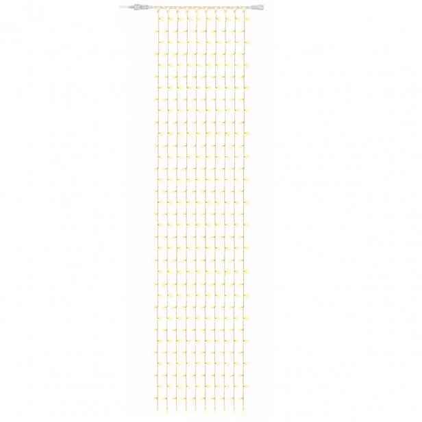 Easy Fix LED světelný závěs interiér, 100 × 500 cm, teple bílá, 500 diod, 10 pramenů, čirý kabel, IP20, prodlužovací