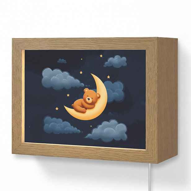 OnlyWow NÁSTĚNNÁ LAMPA Medvídek - Měsíc - Mraky - Hvězdy 20x15 cm