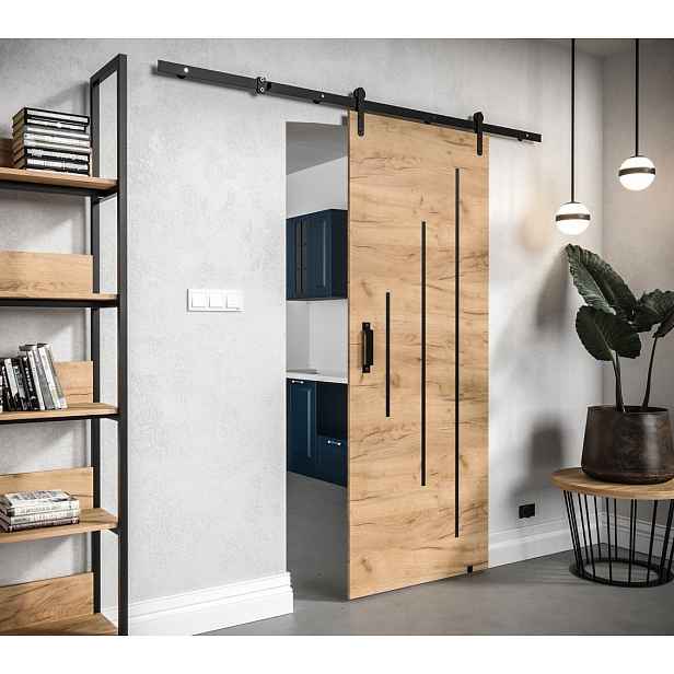 Posuvné dveře s kováním LEONTINA 4 - 90 cm, dub craft