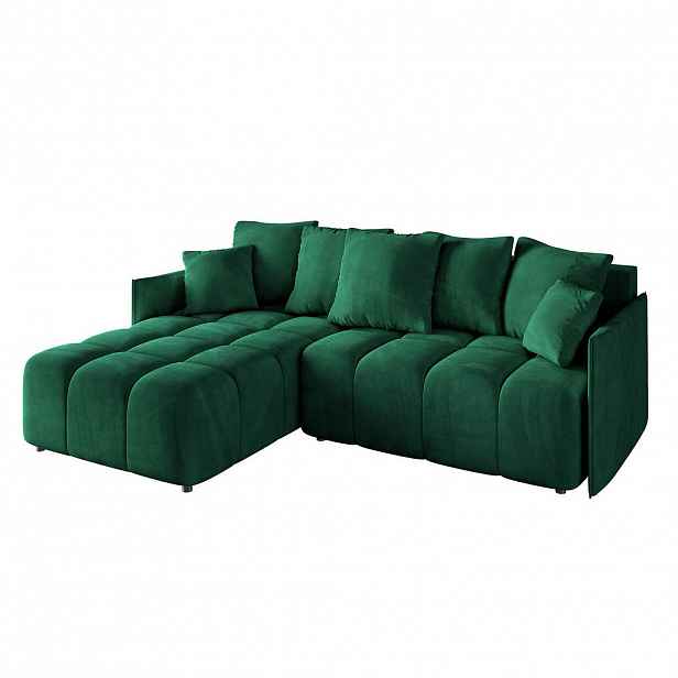 ALTDECOR ROHOVÁ SEDACÍ SOUPRAVA s otomanem vlevo LONLI-L 251x189x68 tmavě zelený velur