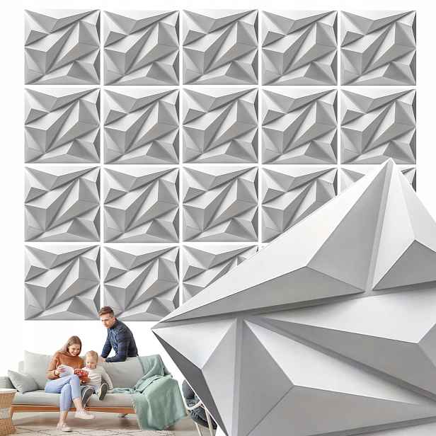 Bílý Panel S 3D Efektem Nástěnná Kazeta, Dekorativní Stropní Diamant 20 Ks
