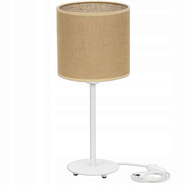 Noční Lampa S Stínítkem Lampa Boho Juta Vysoká 50 CM Bílá Základna