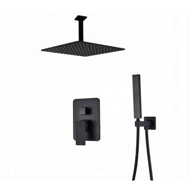Podomítkový Set Černá Matná Dešťová Sprcha Box 40 CM
