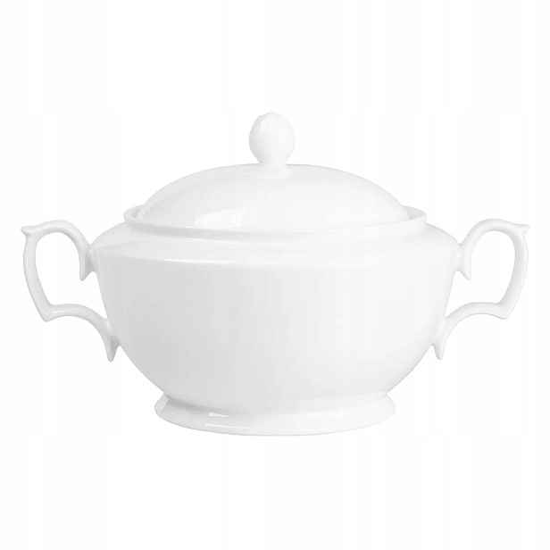 Porcelánová váza na polévku 2,7 l s víkem, bílá MariaPaula Klasika