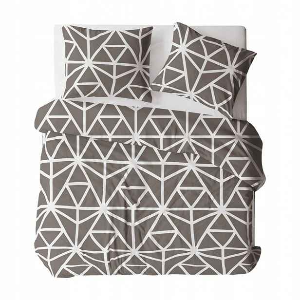 Povlečení z kůry 160x200 šedá tmavá bílá geometrická 376N 1519E Bielawa