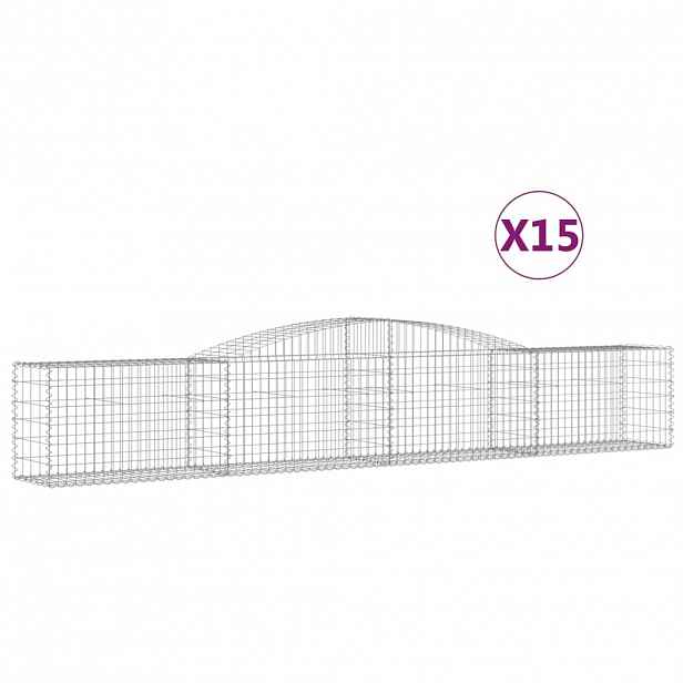 vidaXL Klenuté gabionové koše 15 ks 400x50x60/80 cm pozinkované železo