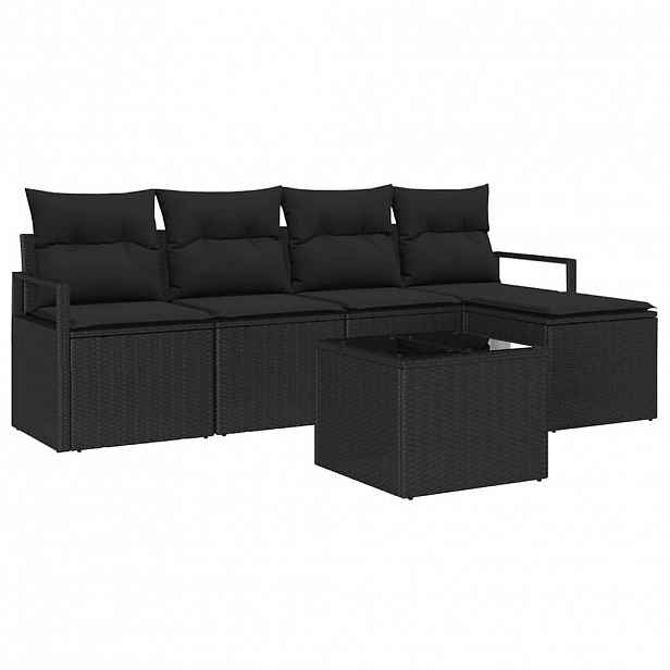 vidaXL Set pohovek 6 ks Černá polyratan