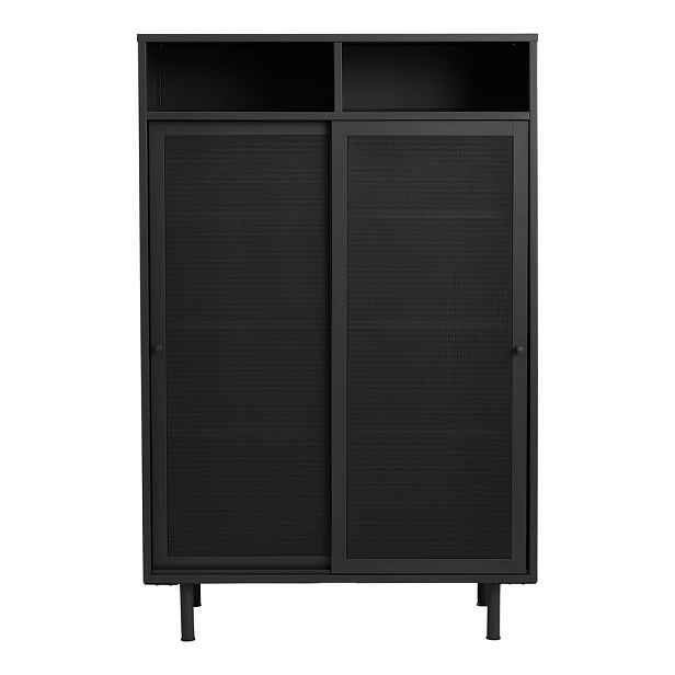 Černá kovová skříňka s posuvnými dveřmi 90x140x40 cm Veep – Unique Furniture