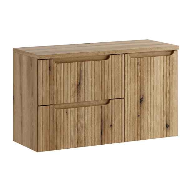 Comad Závěsná skříňka pod umyvadlo Nova s deskou a košem na prádlo 100 cm dub coast evoke