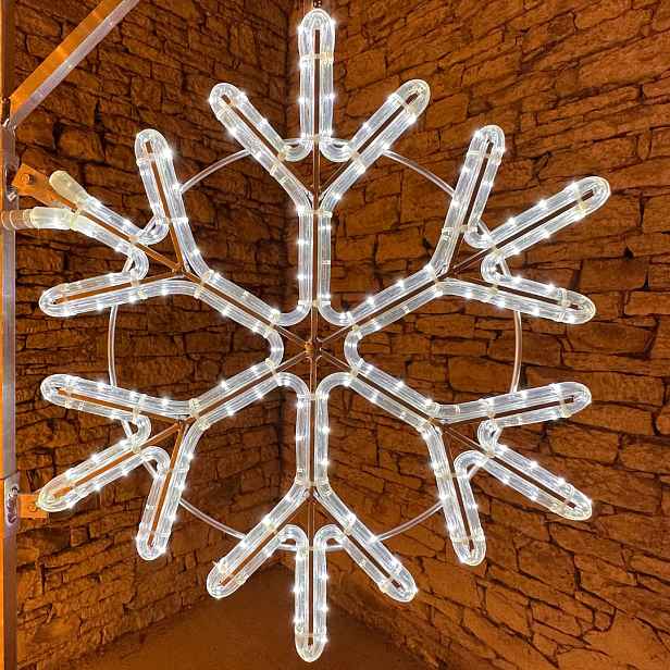 Easy Fix 2D LED světelná vločka III, Ø 100 cm, ledově bílá, sada na veřejné osvětlení, hliník