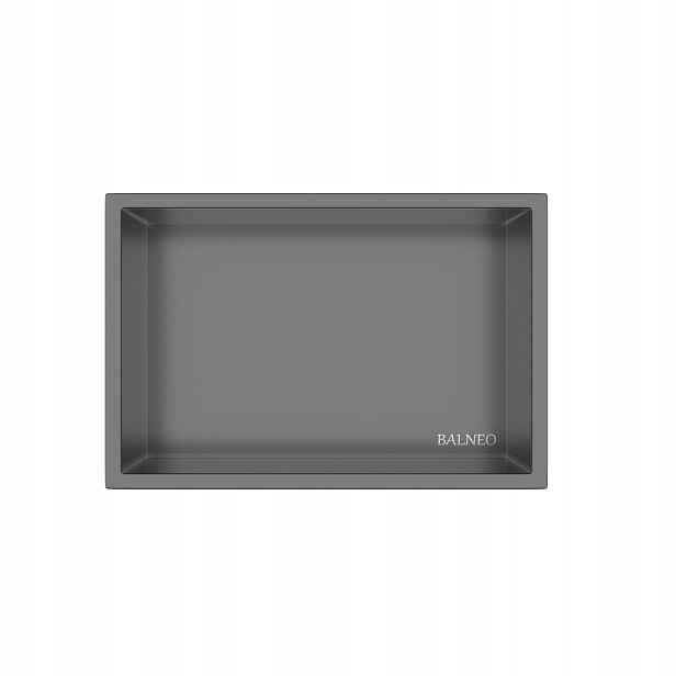 Koupelnová Polička 30x20x10 cm Gun Metal Grafit Wall-box One Balneo