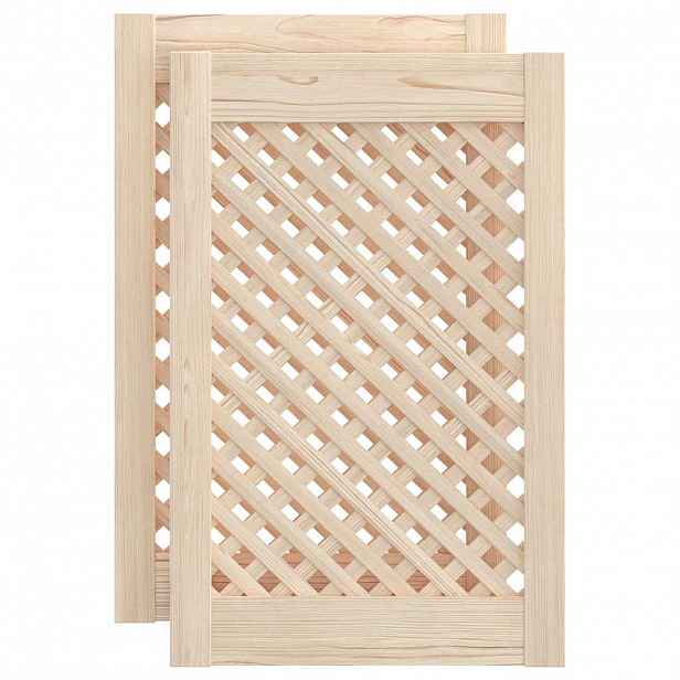 vidaXL Nábytková dvířka mřížkový design 2 ks 39,5 x 61,5 cm borovice
