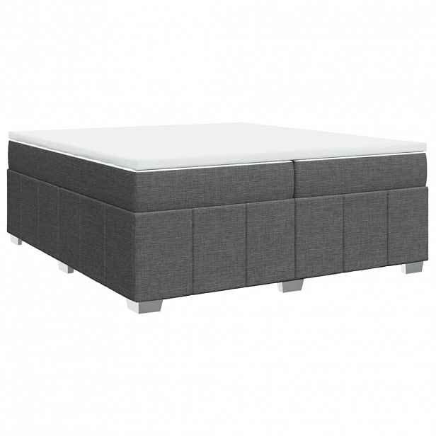 vidaXL Box spring postel s matrací tmavě šedá 200x200 cm textil
