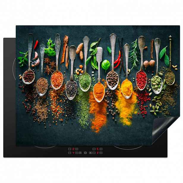 MuchoWow KRYT NA INDUKČNÍ DESKU Bylinky - koření - lžíce 70x52 cm