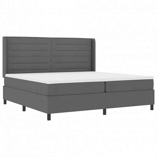 vidaXL LED box pružinová postel s čelo Tmavě šedá 200 x 200 cm textil