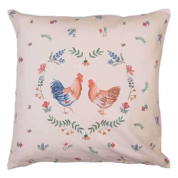 Bavlněný povlak na polštář Chicken and Rooster - 40*40 cm Clayre & Eef