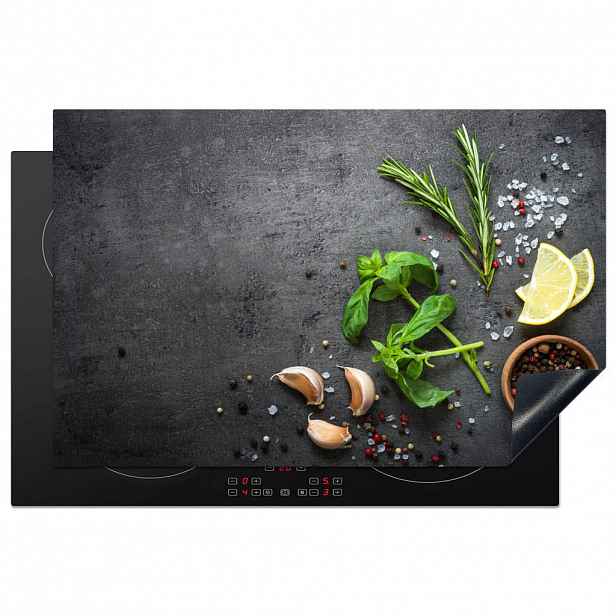 MuchoWow KRYT NA INDUKČNÍ DESKU Limetka - Bylinky - Koření - Zelená - Šedá - Beton 81.6x52.7 cm