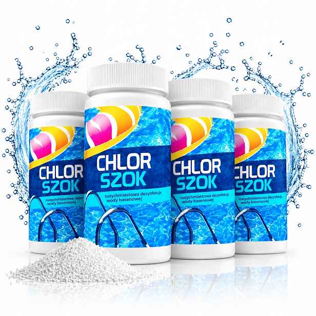 4x Chlor Šok Do Bazénu Granule Gamix 1 kg Bazénová chemie Dezinfekce Voda