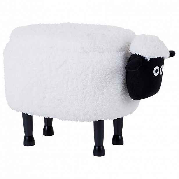 Beliani STOLIČKA VE TVARU ZVÍŘÁTKA Bílá Sheep 35/55/40 cm