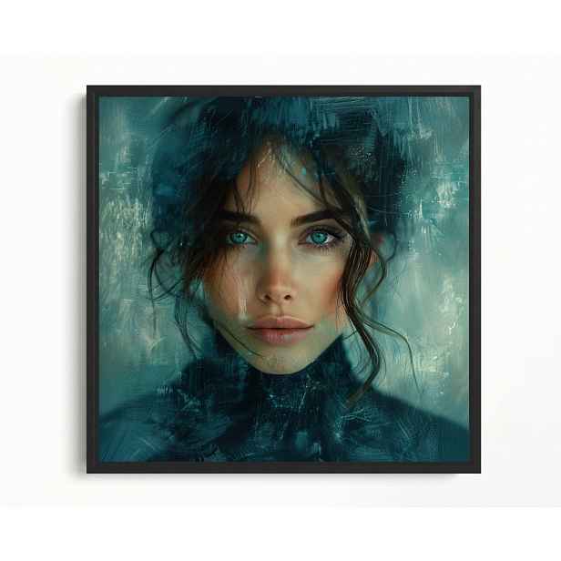 Obraz Rám Americký Box Tajemný Portrét Modré Oči Žena 60x60