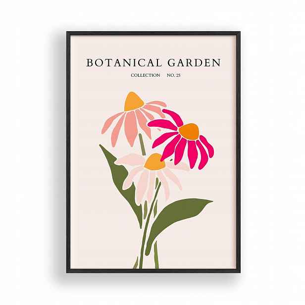 Obraz Květiny Botanická zahrada Plakát Rámeček Dřevěný Černý 30x42 cm
