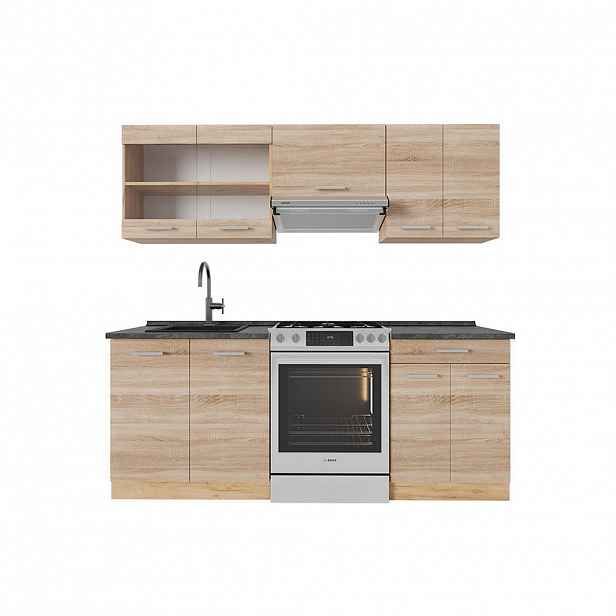 Vicco KUCHYŇSKÝ KOUT R-Line Dub Sonoma/Goldkraft 200 cm , PD Antracit