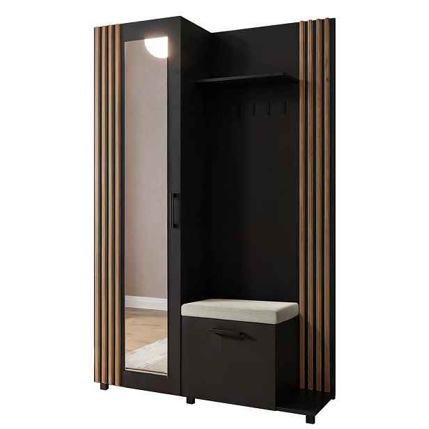 MASSENO MODERNÍ PŘEDSÍŇOVÁ SESTAVA ARMADIO, 137/207/42 cm, černá