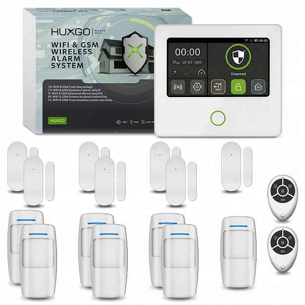 Bezdrátový alarm WiFi Gsm 4G s aplikací Tuya, Huxgo HXA502 4G W