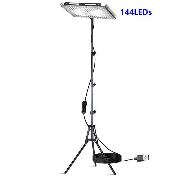 TEMU 144/96/50LED Pracovní Světla se Stojánkem, 5V, 6000K, s USB Konektorem a 1,5m/2m , Skládací Stativové Reflektory pro Dílnu, Garáž a Staveniště