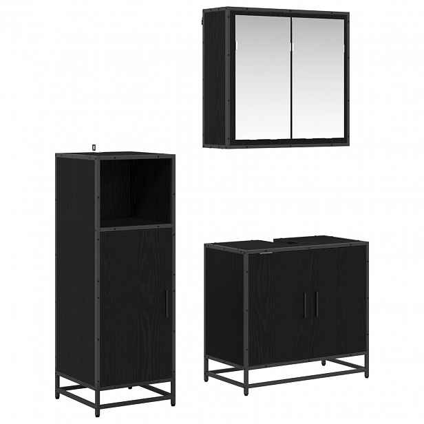vidaXL Sada koupelnového nábytku 3 ks Černý dub 60 x 33 x 60 cm