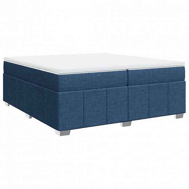 vidaXL Box spring postel s matrací modrá 200x200 cm textil